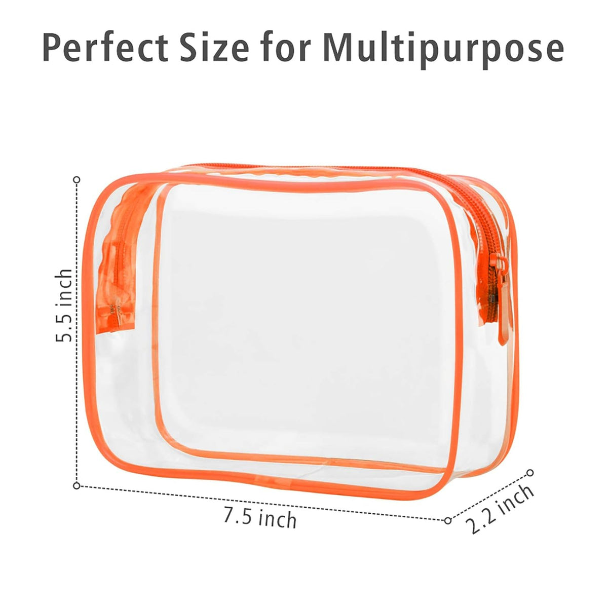TSA Approved Toiletry Bag - Clear Makeup Bag for Travel, Rose Pink | 3 Pack Quart-Size, Metal Smooth Zipper, Clear Easy-Check, for 3-1-1 Liquids, Toiletry Bag for Airport Lines, Women, Men