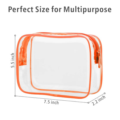 TSA Approved Toiletry Bag - Clear Makeup Bag for Travel, Rose Pink | 3 Pack Quart-Size, Metal Smooth Zipper, Clear Easy-Check, for 3-1-1 Liquids, Toiletry Bag for Airport Lines, Women, Men