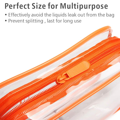 TSA Approved Toiletry Bag - Clear Makeup Bag for Travel, Rose Pink | 3 Pack Quart-Size, Metal Smooth Zipper, Clear Easy-Check, for 3-1-1 Liquids, Toiletry Bag for Airport Lines, Women, Men