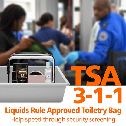 TSA Approved Toiletry Bag - Clear Makeup Bag for Travel, Rose Pink | 3 Pack Quart-Size, Metal Smooth Zipper, Clear Easy-Check, for 3-1-1 Liquids, Toiletry Bag for Airport Lines, Women, Men