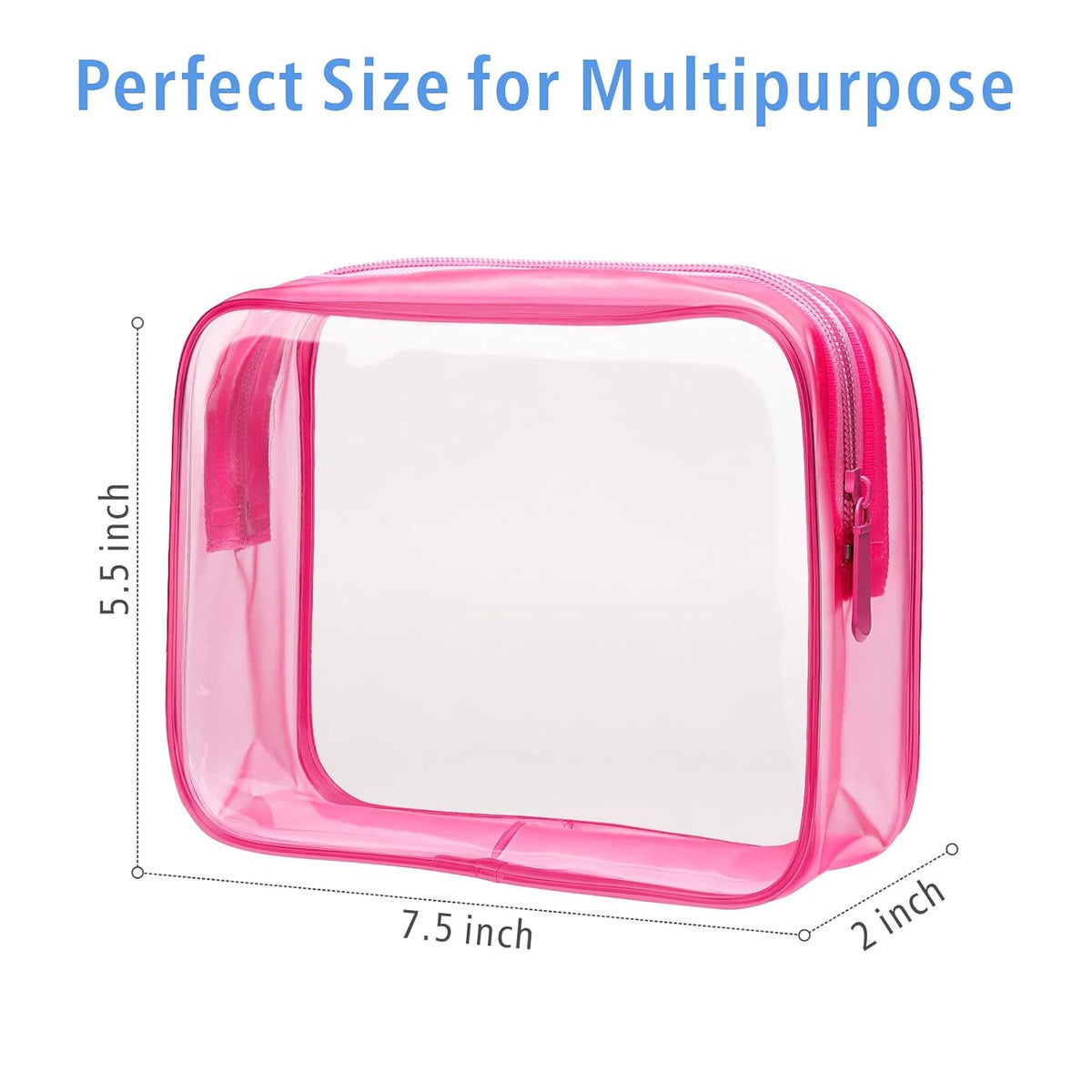 TSA Approved Toiletry Bag - Clear Makeup Bag for Travel, Rose Pink | 3 Pack Quart-Size, Metal Smooth Zipper, Clear Easy-Check, for 3-1-1 Liquids, Toiletry Bag for Airport Lines, Women, Men