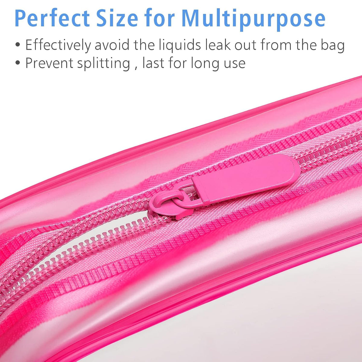 TSA Approved Toiletry Bag - Clear Makeup Bag for Travel, Rose Pink | 3 Pack Quart-Size, Metal Smooth Zipper, Clear Easy-Check, for 3-1-1 Liquids, Toiletry Bag for Airport Lines, Women, Men