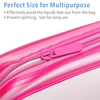 TSA Approved Toiletry Bag - Clear Makeup Bag for Travel, Rose Pink | 3 Pack Quart-Size, Metal Smooth Zipper, Clear Easy-Check, for 3-1-1 Liquids, Toiletry Bag for Airport Lines, Women, Men