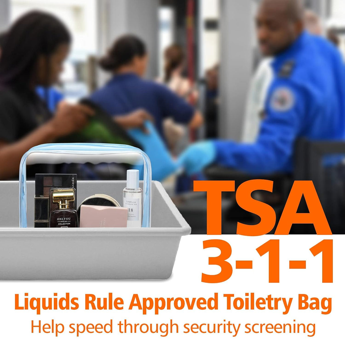 TSA Approved Toiletry Bag - Clear Makeup Bag for Travel, Rose Pink | 3 Pack Quart-Size, Metal Smooth Zipper, Clear Easy-Check, for 3-1-1 Liquids, Toiletry Bag for Airport Lines, Women, Men