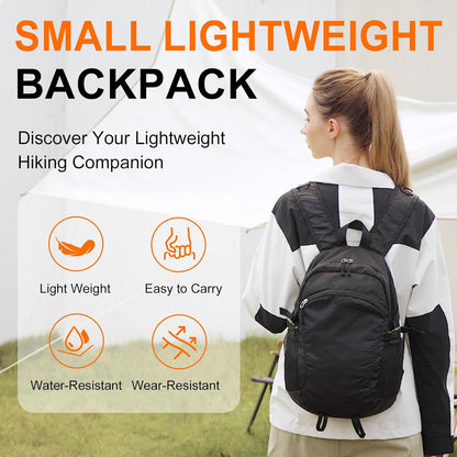 Small Hiking Backpack Travel Lightweight Hiking Packable Daypack Water-Resistant Foldable Backpacks 15L for Travel Women Men Camping (Grey)