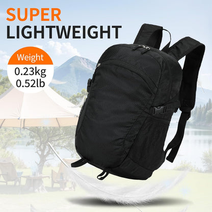 Small Hiking Backpack Travel Lightweight Hiking Packable Daypack Water-Resistant Foldable Backpacks 15L for Travel Women Men Camping (Grey)