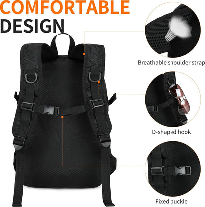 Small Hiking Backpack Travel Lightweight Hiking Packable Daypack Water-Resistant Foldable Backpacks 15L for Travel Women Men Camping (Grey)