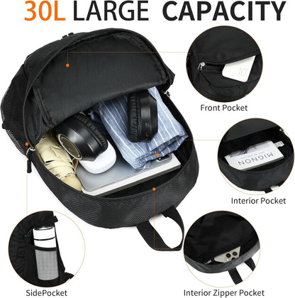 Small Hiking Backpack Travel Lightweight Hiking Packable Daypack Water-Resistant Foldable Backpacks 15L for Travel Women Men Camping (Grey)