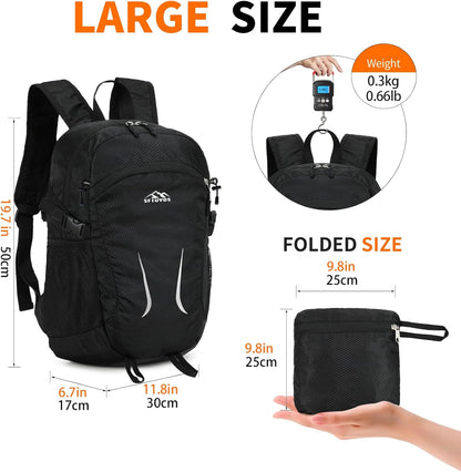 Small Hiking Backpack Travel Lightweight Hiking Packable Daypack Water-Resistant Foldable Backpacks 15L for Travel Women Men Camping (Grey)