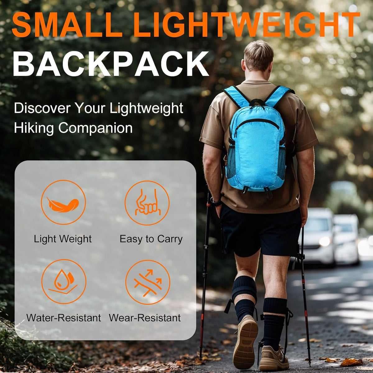 Small Hiking Backpack Travel Lightweight Hiking Packable Daypack Water-Resistant Foldable Backpacks 15L for Travel Women Men Camping (Grey)