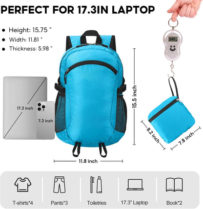 Small Hiking Backpack Travel Lightweight Hiking Packable Daypack Water-Resistant Foldable Backpacks 15L for Travel Women Men Camping (Grey)
