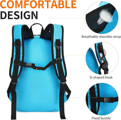 Small Hiking Backpack Travel Lightweight Hiking Packable Daypack Water-Resistant Foldable Backpacks 15L for Travel Women Men Camping (Grey)