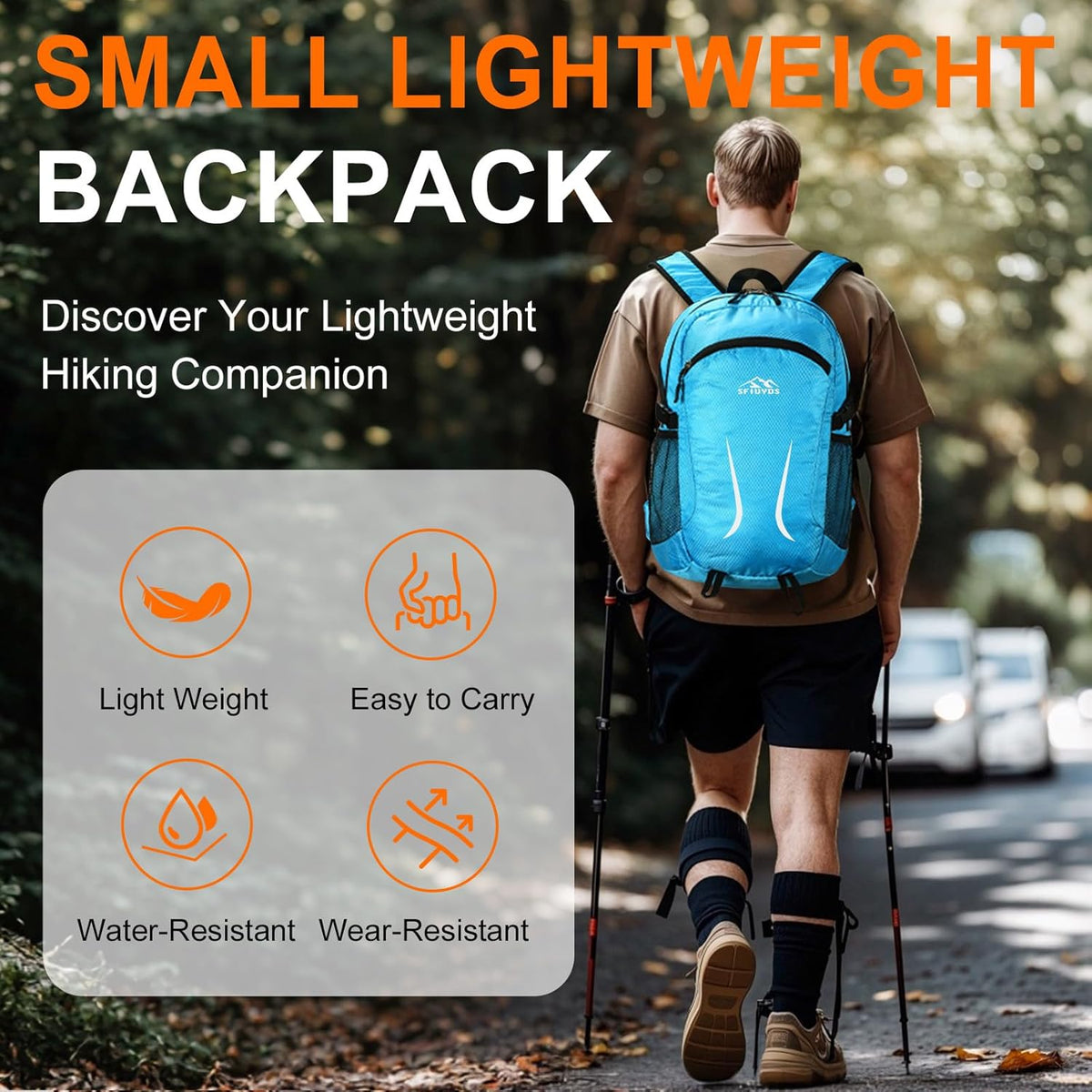 Small Hiking Backpack Travel Lightweight Hiking Packable Daypack Water-Resistant Foldable Backpacks 15L for Travel Women Men Camping (Grey)