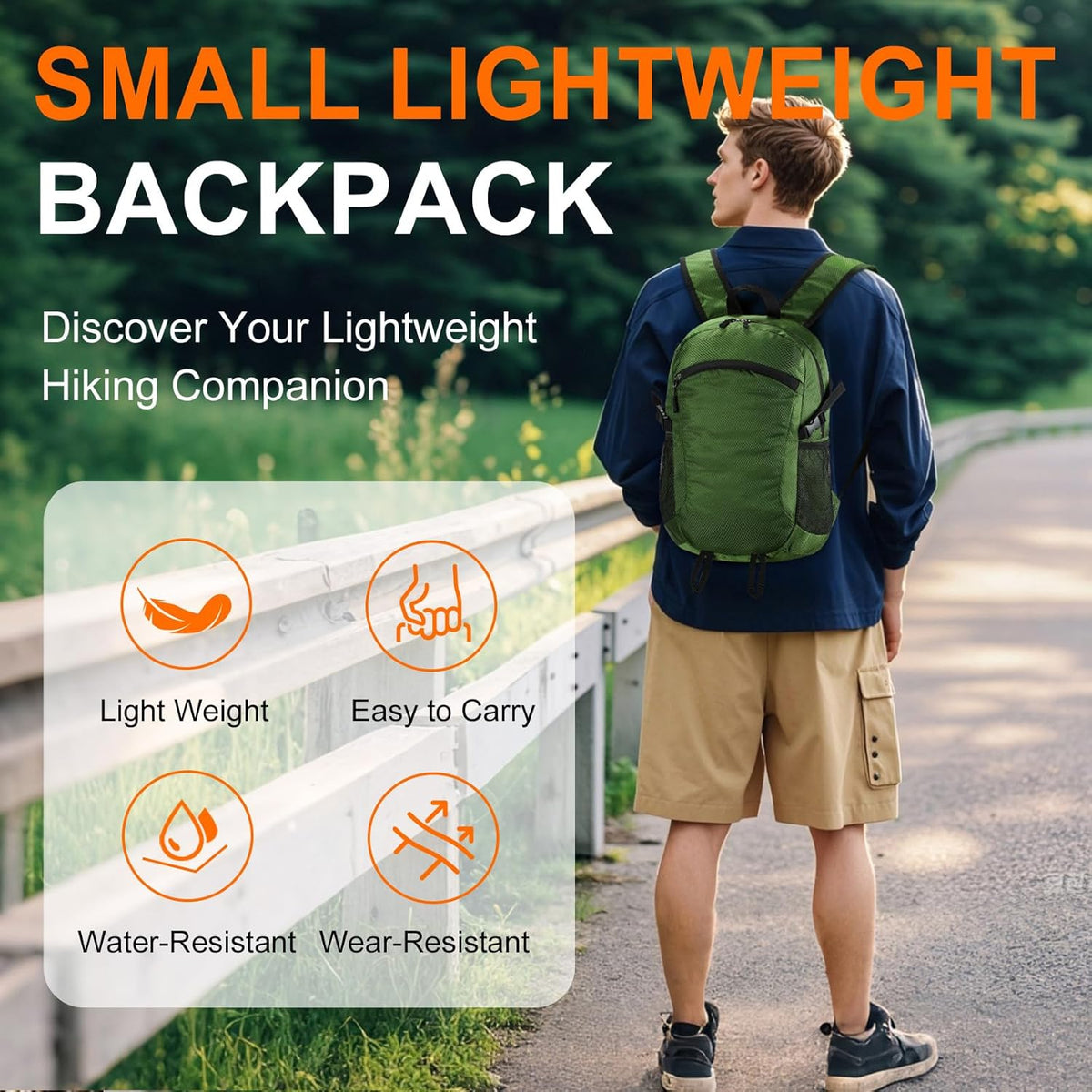 Small Hiking Backpack Travel Lightweight Hiking Packable Daypack Water-Resistant Foldable Backpacks 15L for Travel Women Men Camping (Grey)