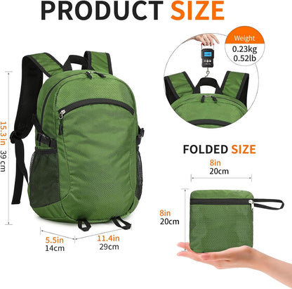Small Hiking Backpack Travel Lightweight Hiking Packable Daypack Water-Resistant Foldable Backpacks 15L for Travel Women Men Camping (Grey)