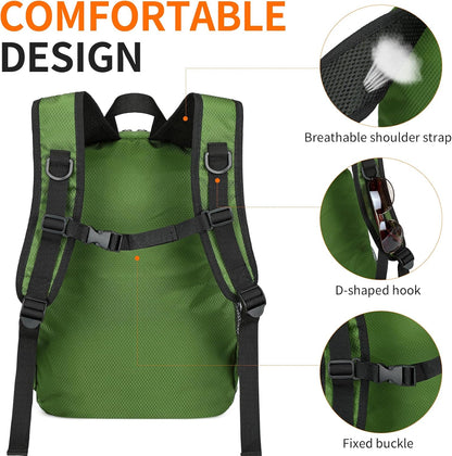 Small Hiking Backpack Travel Lightweight Hiking Packable Daypack Water-Resistant Foldable Backpacks 15L for Travel Women Men Camping (Grey)