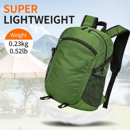 Small Hiking Backpack Travel Lightweight Hiking Packable Daypack Water-Resistant Foldable Backpacks 15L for Travel Women Men Camping (Grey)
