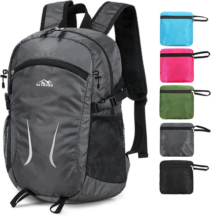Small Hiking Backpack Travel Lightweight Hiking Packable Daypack Water-Resistant Foldable Backpacks 15L for Travel Women Men Camping (Grey)