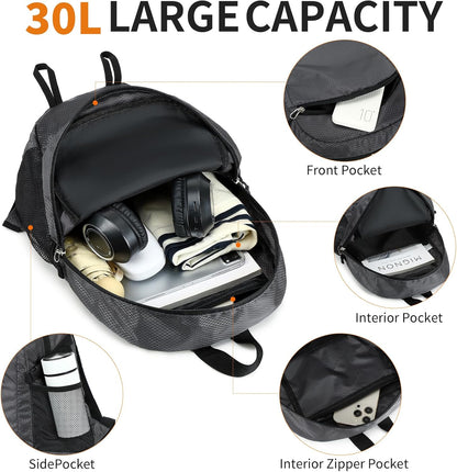 Small Hiking Backpack Travel Lightweight Hiking Packable Daypack Water-Resistant Foldable Backpacks 15L for Travel Women Men Camping (Grey)