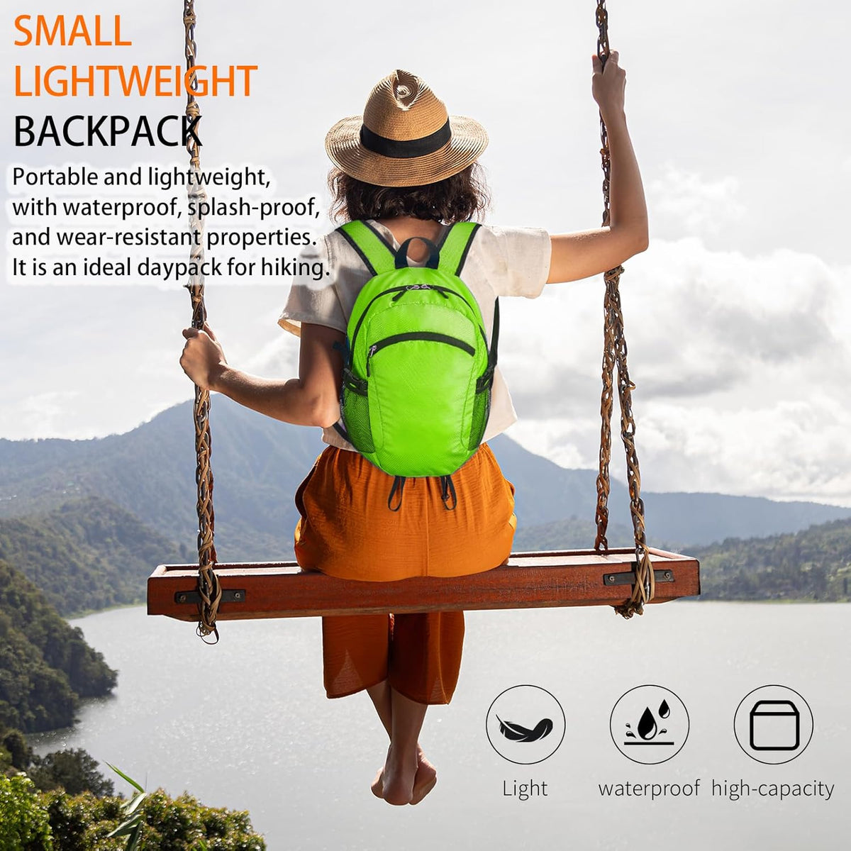Small Hiking Backpack Travel Lightweight Hiking Packable Daypack Water-Resistant Foldable Backpacks 15L for Travel Women Men Camping (Grey)