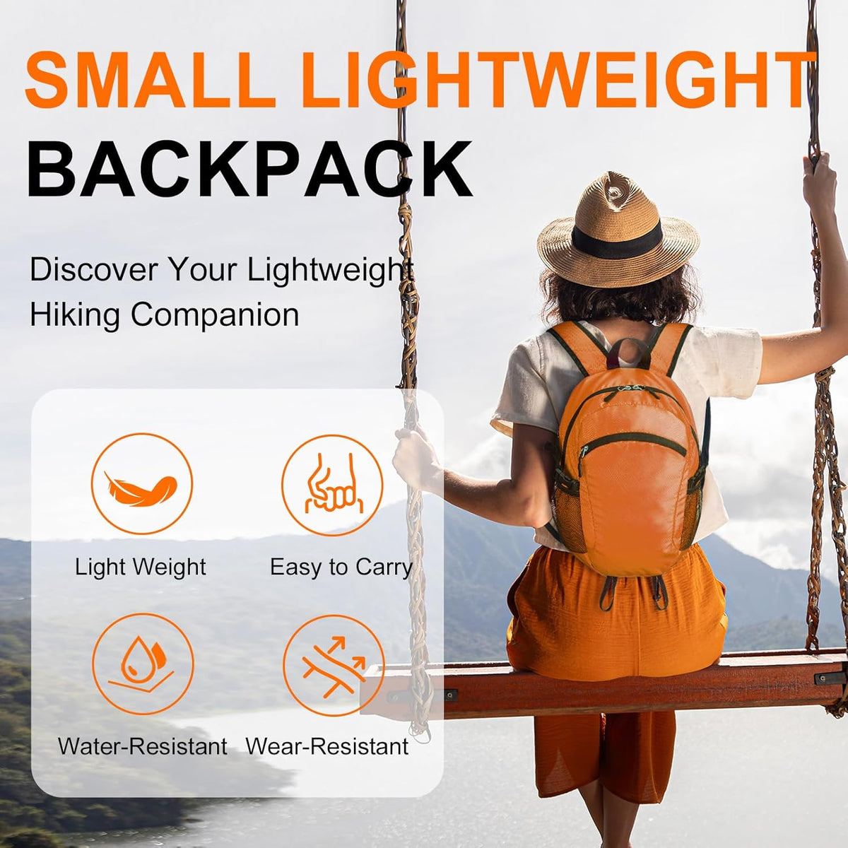 Small Hiking Backpack Travel Lightweight Hiking Packable Daypack Water-Resistant Foldable Backpacks 15L for Travel Women Men Camping (Grey)