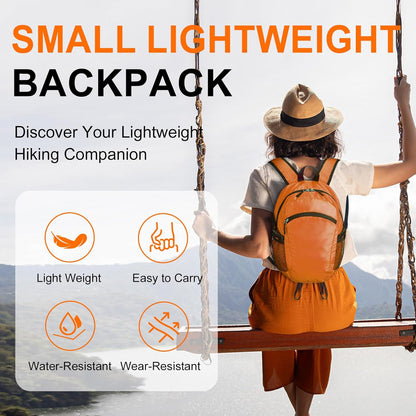 Small Hiking Backpack Travel Lightweight Hiking Packable Daypack Water-Resistant Foldable Backpacks 15L for Travel Women Men Camping (Grey)