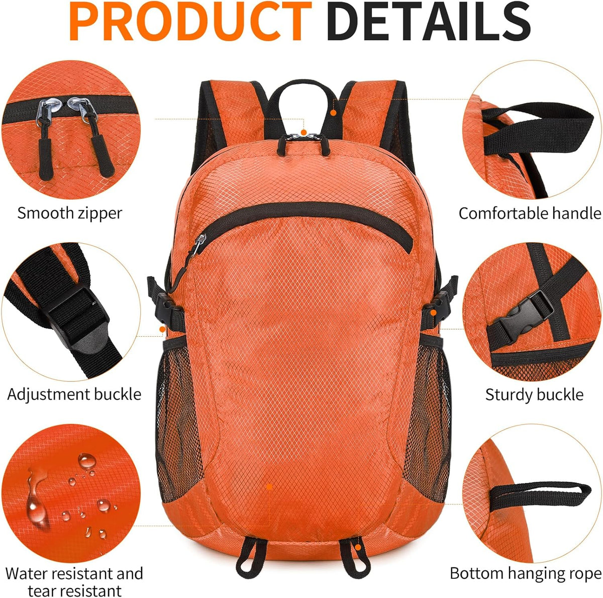 Small Hiking Backpack Travel Lightweight Hiking Packable Daypack Water-Resistant Foldable Backpacks 15L for Travel Women Men Camping (Grey)
