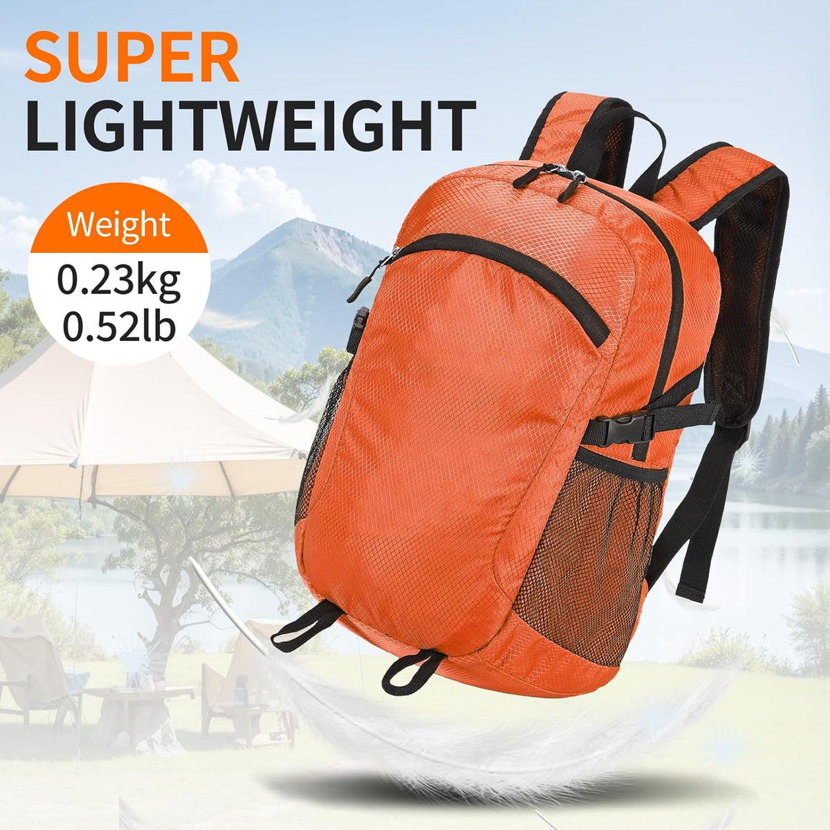 Small Hiking Backpack Travel Lightweight Hiking Packable Daypack Water-Resistant Foldable Backpacks 15L for Travel Women Men Camping (Grey)