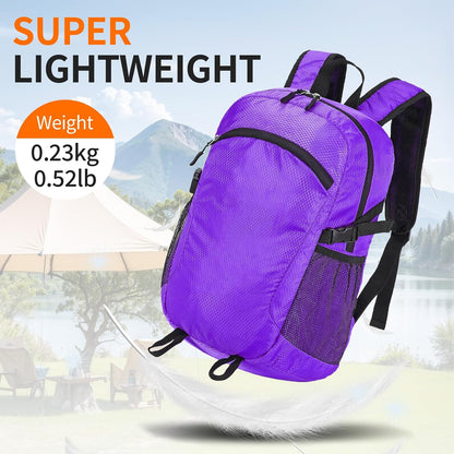 Small Hiking Backpack Travel Lightweight Hiking Packable Daypack Water-Resistant Foldable Backpacks 15L for Travel Women Men Camping (Grey)