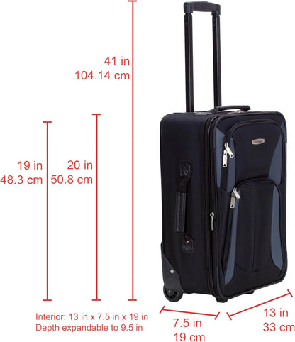 Fashion Softside Upright Luggage Set, Expandable, Wheel, Telescopic Handle,Turquoise, (14/19) - Colors B