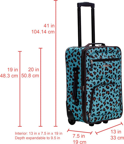 Fashion Softside Upright Luggage Set, Expandable, Wheel, Telescopic Handle,Turquoise, (14/19) - Colors B