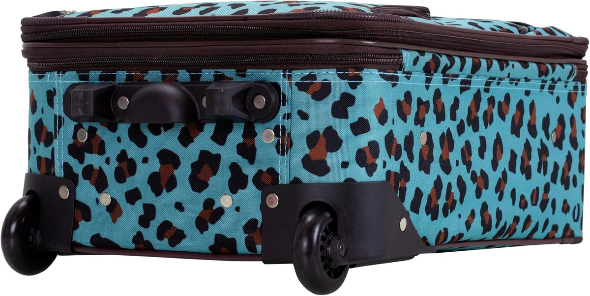 Fashion Softside Upright Luggage Set, Expandable, Wheel, Telescopic Handle,Turquoise, (14/19) - Colors B
