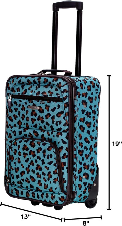Fashion Softside Upright Luggage Set, Expandable, Wheel, Telescopic Handle,Turquoise, (14/19) - Colors B