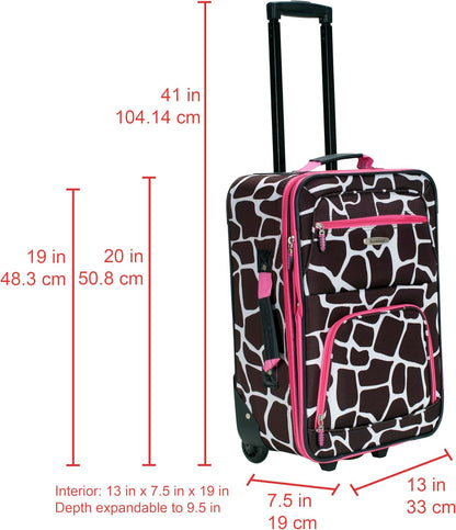 Fashion Softside Upright Luggage Set, Expandable, Wheel, Telescopic Handle,Turquoise, (14/19) - Colors B