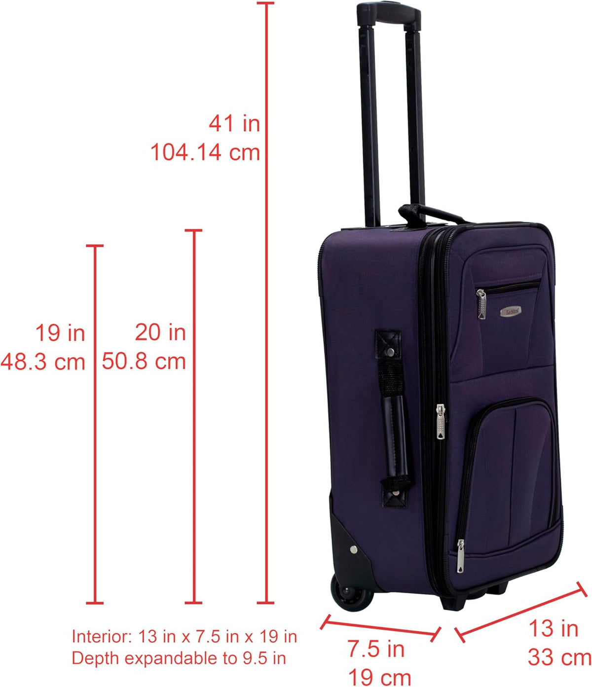 Fashion Softside Upright Luggage Set, Expandable, Wheel, Telescopic Handle,Turquoise, (14/19) - Colors B