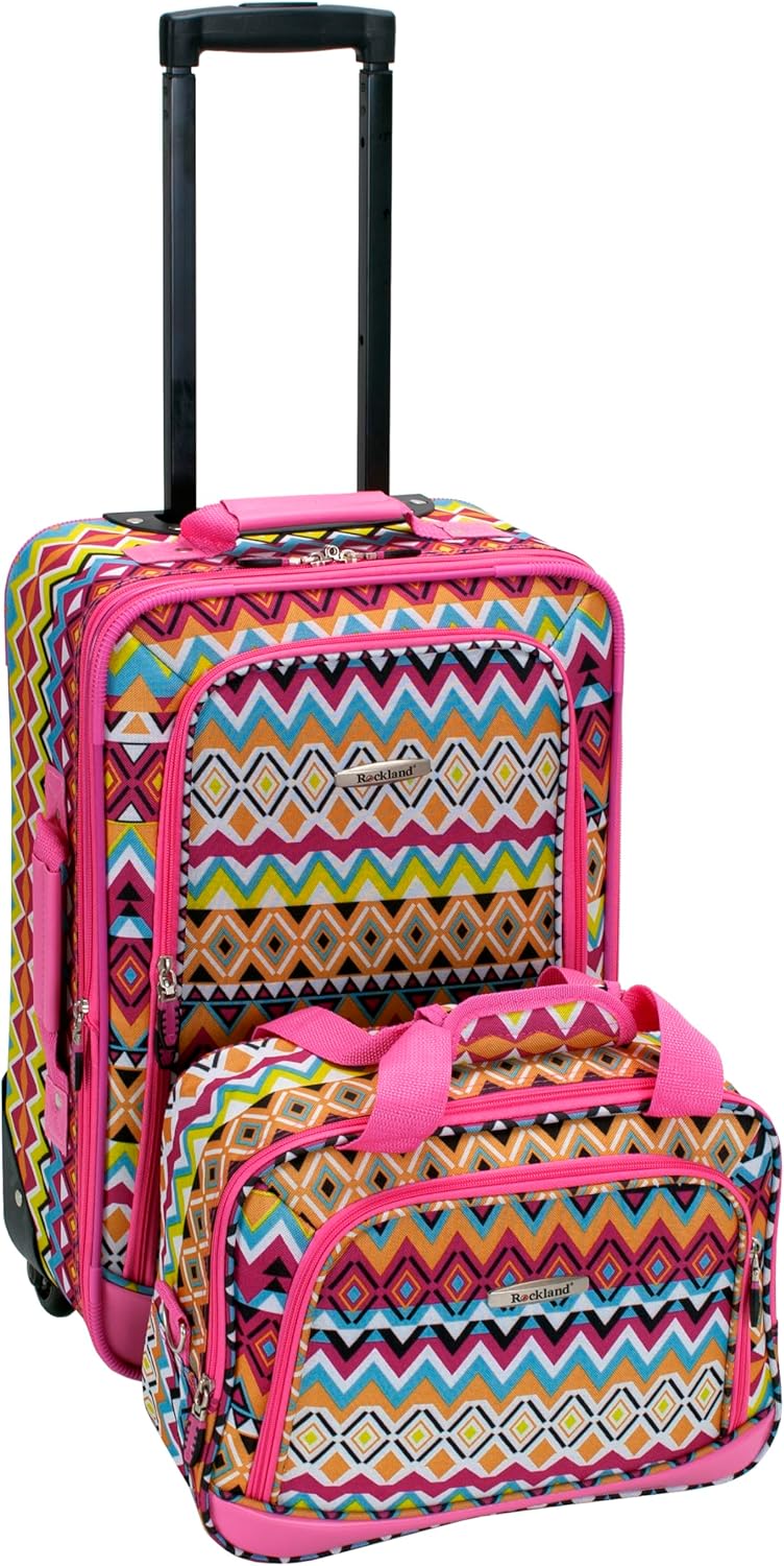 Fashion Softside Upright Luggage Set, Expandable, Wheel, Telescopic Handle,Turquoise, (14/19) - Colors B