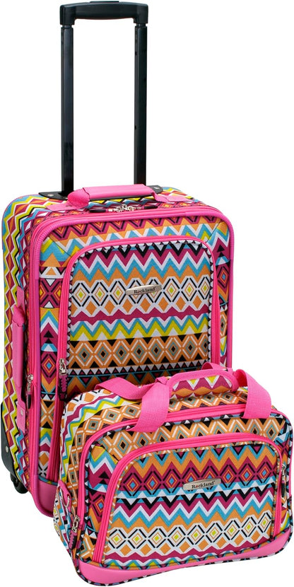 Fashion Softside Upright Luggage Set, Expandable, Wheel, Telescopic Handle,Turquoise, (14/19) - Colors B