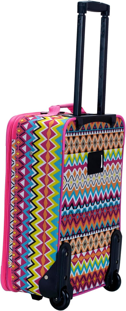 Fashion Softside Upright Luggage Set, Expandable, Wheel, Telescopic Handle,Turquoise, (14/19) - Colors B