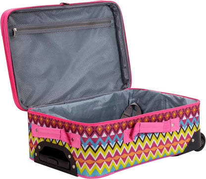 Fashion Softside Upright Luggage Set, Expandable, Wheel, Telescopic Handle,Turquoise, (14/19) - Colors B