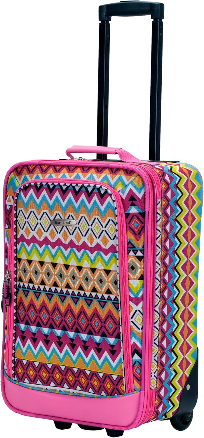 Fashion Softside Upright Luggage Set, Expandable, Wheel, Telescopic Handle,Turquoise, (14/19) - Colors B