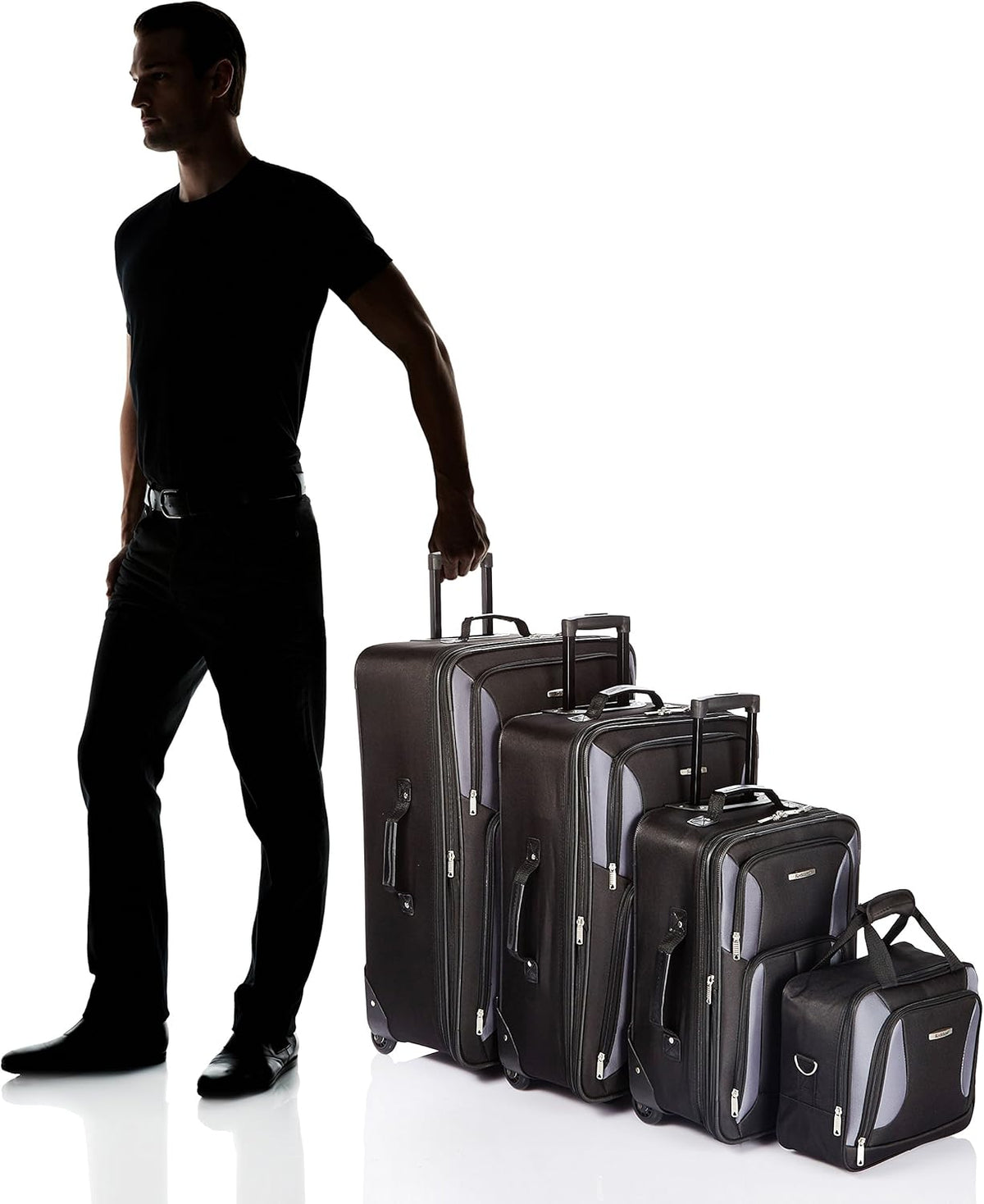 Fashion Softside Upright Luggage Set, Expandable, Wheel, Telescopic Handle,Turquoise, (14/19) - Colors B