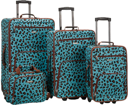 Fashion Softside Upright Luggage Set, Expandable, Wheel, Telescopic Handle,Turquoise, (14/19) - Colors B