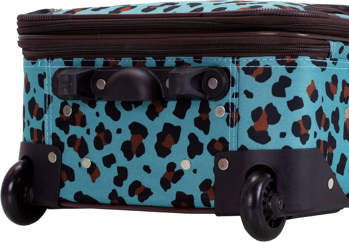 Fashion Softside Upright Luggage Set, Expandable, Wheel, Telescopic Handle,Turquoise, (14/19) - Colors B