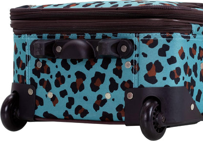 Fashion Softside Upright Luggage Set, Expandable, Wheel, Telescopic Handle,Turquoise, (14/19) - Colors B