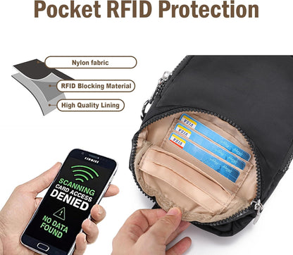 Small Anti Theft Crossbody Bags for Women Lightweight RFID Sling Bag | Nylon Travel Purse for Daily Casual Use