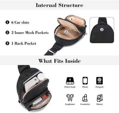 Small Anti Theft Crossbody Bags for Women Lightweight RFID Sling Bag | Nylon Travel Purse for Daily Casual Use