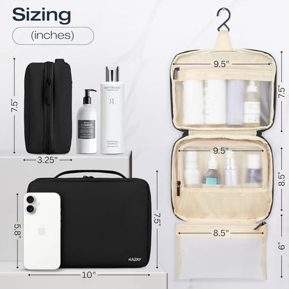 Compact Hanging Toiletry Bag with TSA Approved Detachable Pouch, Compact Travel Size, Travel Toiletry Bag, Water Resistant, Premium Nylon, Travel Size Toiletries, Cosmetic Makeup Bag (Light Blue)