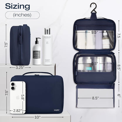Compact Hanging Toiletry Bag with TSA Approved Detachable Pouch, Compact Travel Size, Travel Toiletry Bag, Water Resistant, Premium Nylon, Travel Size Toiletries, Cosmetic Makeup Bag (Light Blue)