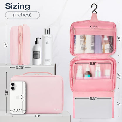 Compact Hanging Toiletry Bag with TSA Approved Detachable Pouch, Compact Travel Size, Travel Toiletry Bag, Water Resistant, Premium Nylon, Travel Size Toiletries, Cosmetic Makeup Bag (Light Blue)