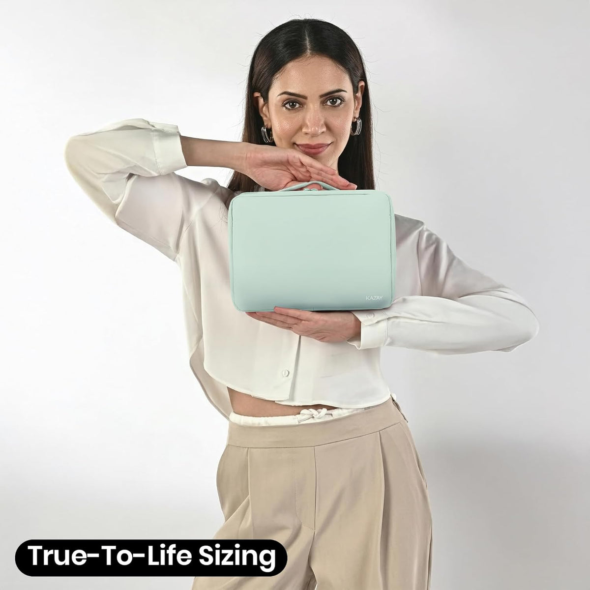 Compact Hanging Toiletry Bag with TSA Approved Detachable Pouch, Compact Travel Size, Travel Toiletry Bag, Water Resistant, Premium Nylon, Travel Size Toiletries, Cosmetic Makeup Bag (Light Blue)